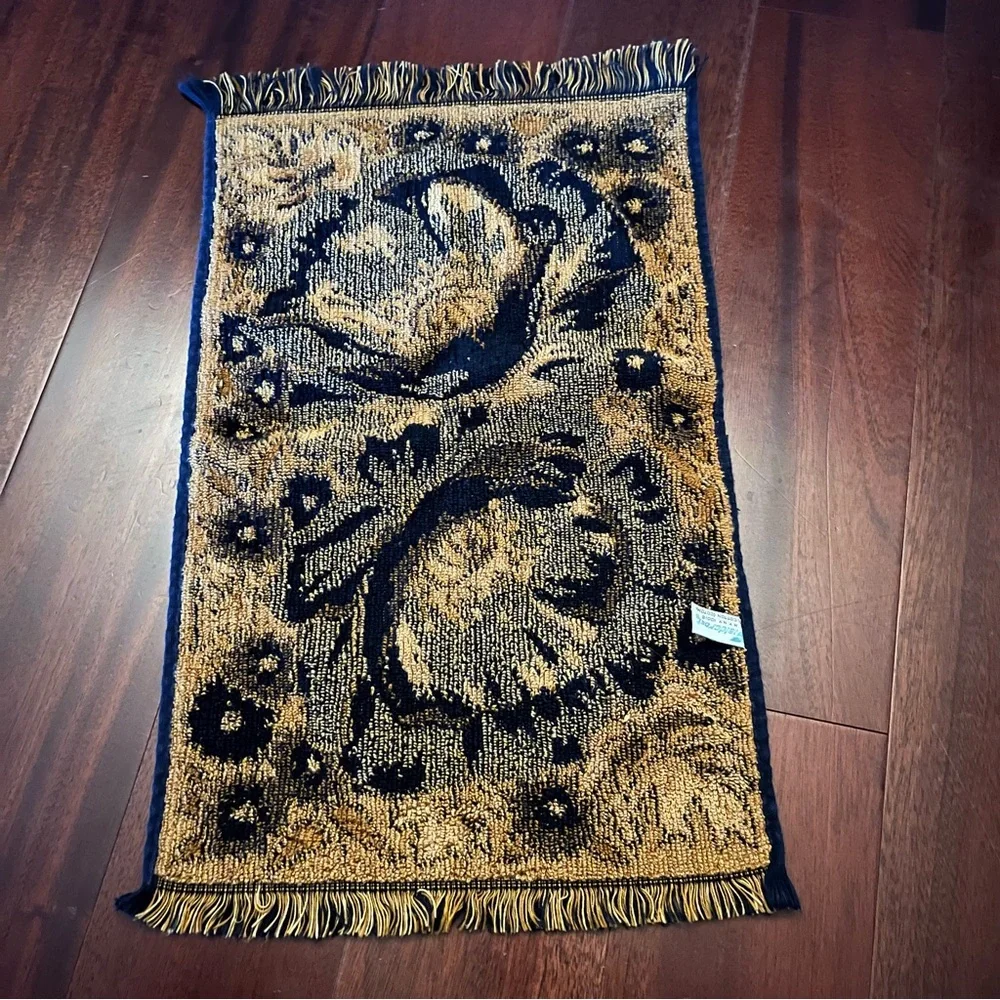 Fieldcrest black gold poppy deluxe hand towels bath powder 80s floral luxe 💛🖤
